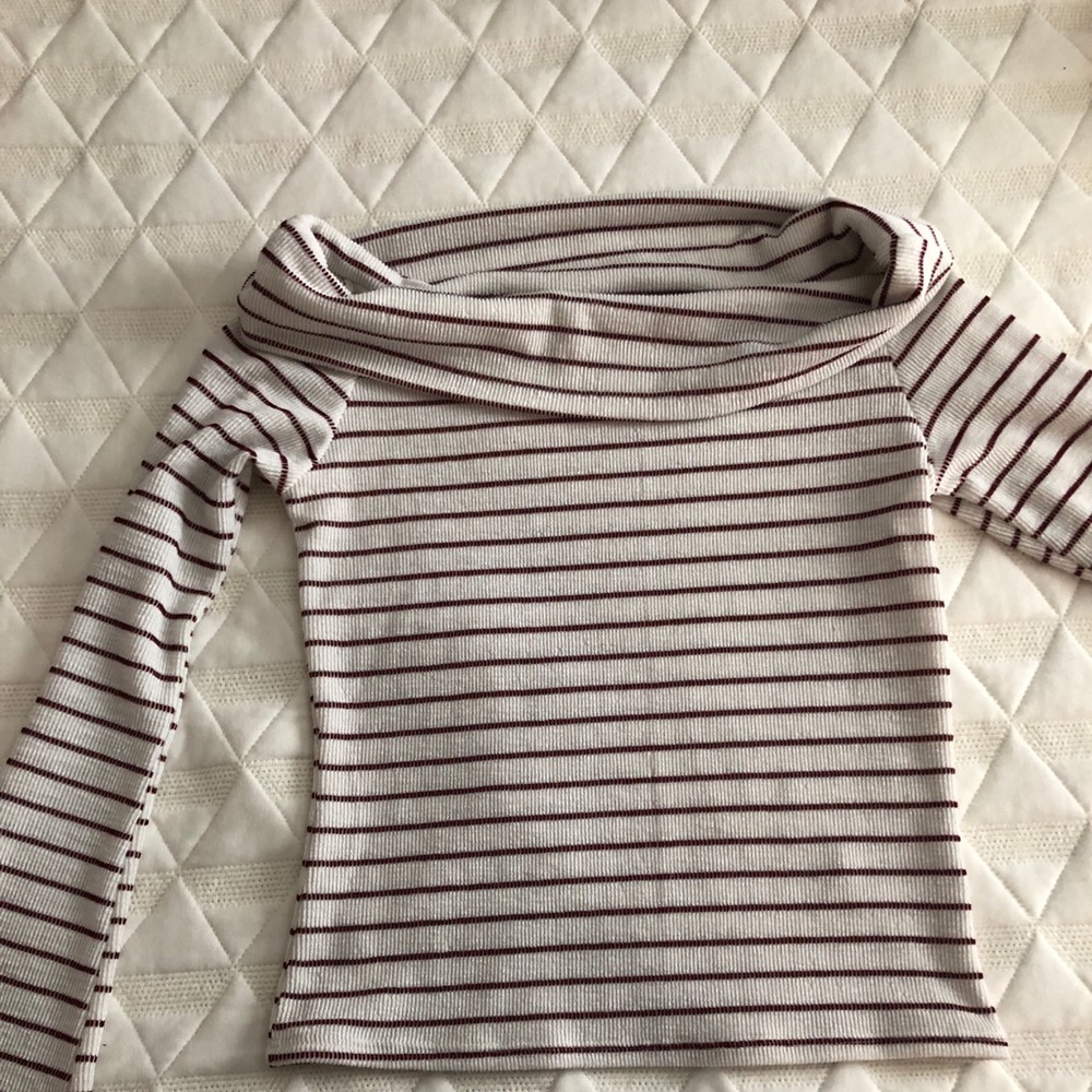 Off the Shoulder Red and White Striped Top